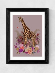 East End Prints Black Giraffe Floral Pink by Becca Who - Image 2 of 3