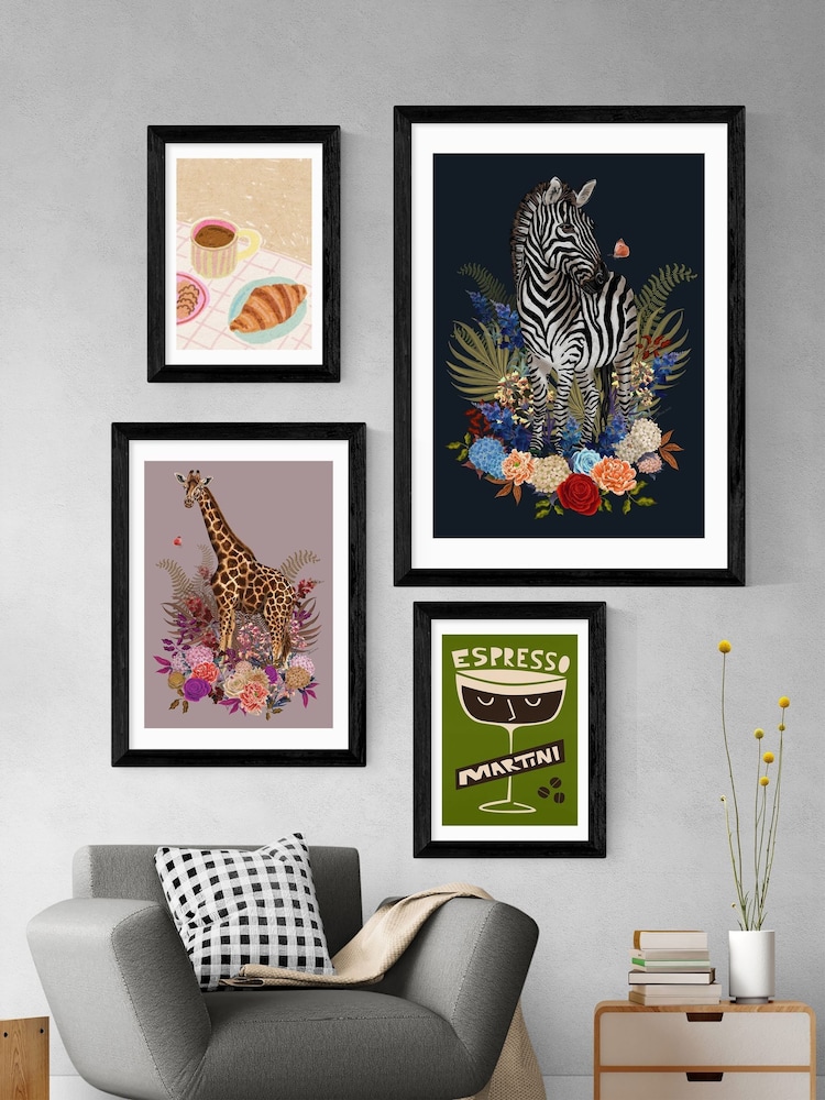 East End Prints Black Giraffe Floral Pink by Becca Who - Image 3 of 3