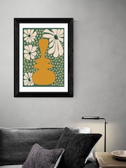 East End Prints Black Happy Retro Flower Vase II by Miho Art Studio - Image 1 of 3