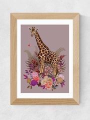 East End Prints Oak Giraffe Floral Pink by Becca Who - Image 2 of 3