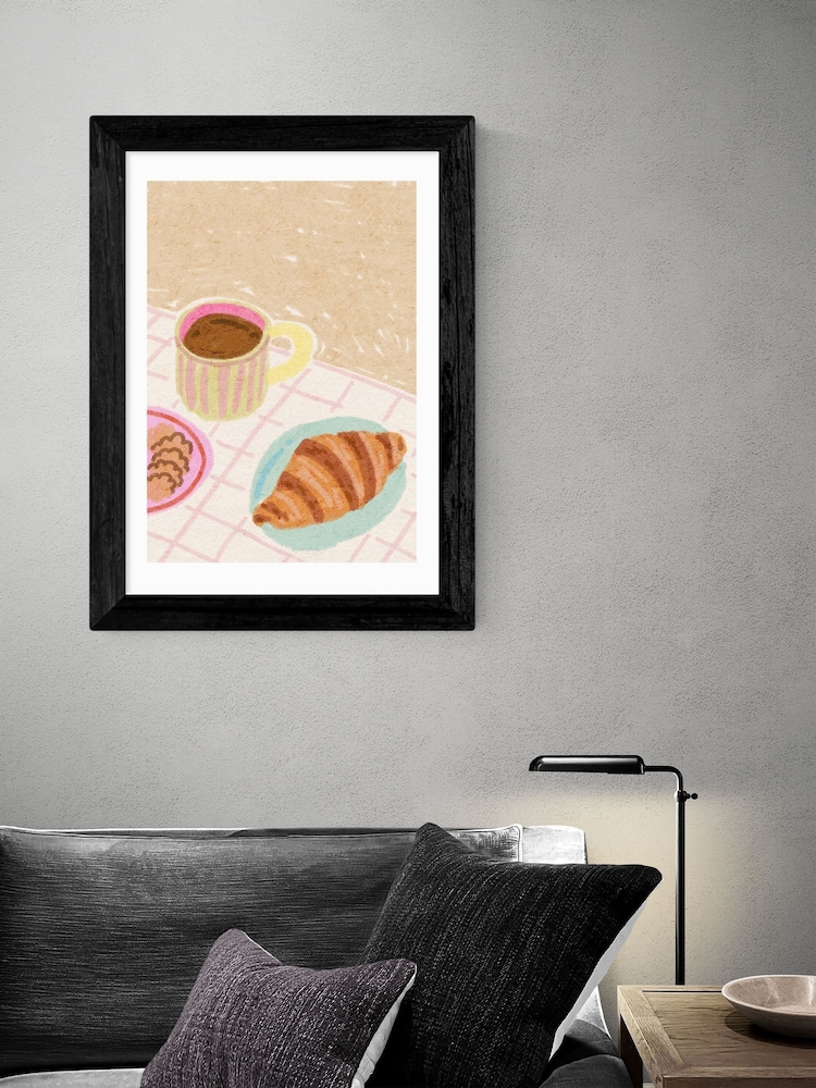 East End Prints Black Coffee and Croissant Beige Blush by Kartika Paramita - Image 1 of 3