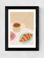 East End Prints Black Coffee and Croissant Beige Blush by Kartika Paramita - Image 2 of 3