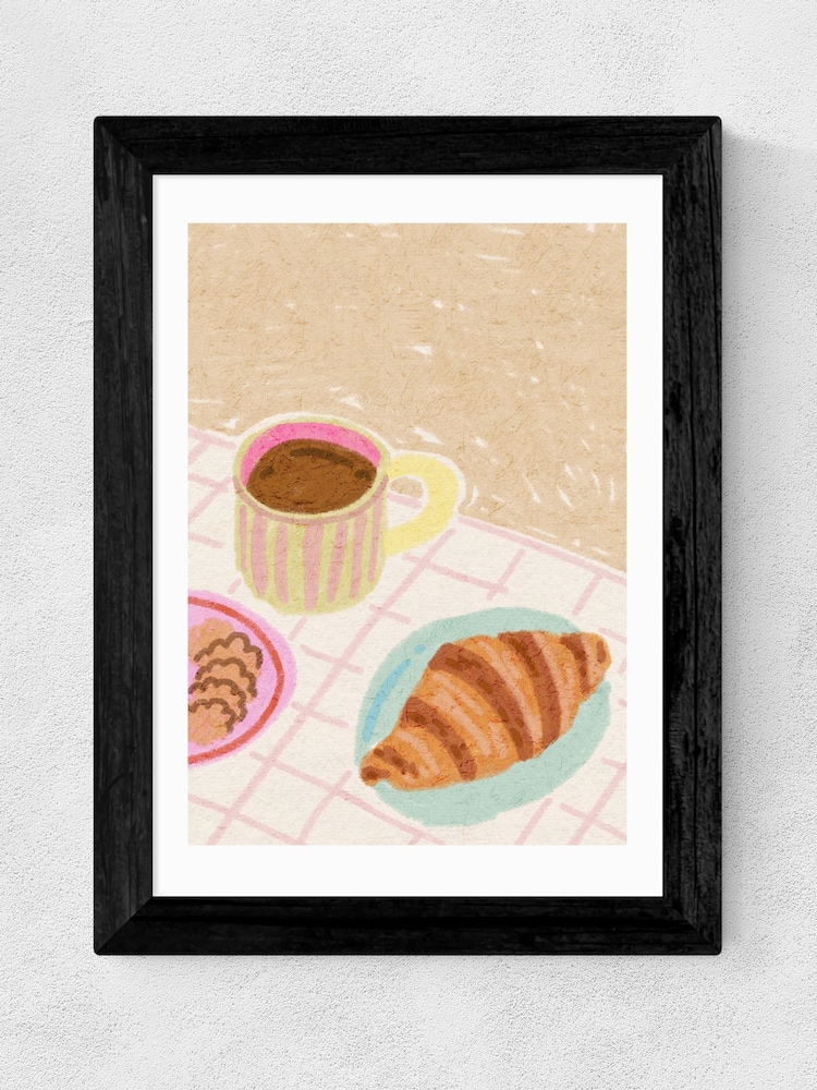 East End Prints Black Coffee and Croissant Beige Blush by Kartika Paramita - Image 2 of 3