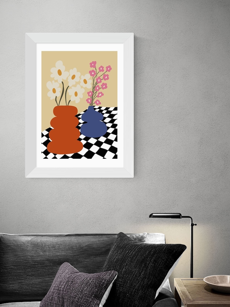 East End Prints White Two Blooming Pottery by Miho Art Studio - Image 1 of 3