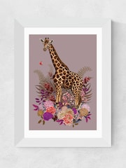 East End Prints White Giraffe Floral Pink Wall Art by Becca Who - Image 2 of 3