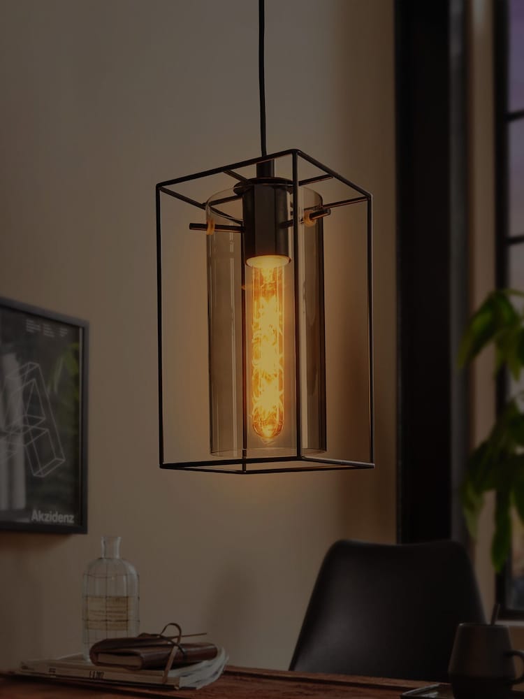 Eglo Black Loncino Glass Ceiling Light Pendant - Image 2 of 4