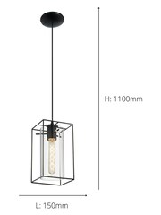 Eglo Black Loncino Glass Ceiling Light Pendant - Image 4 of 4