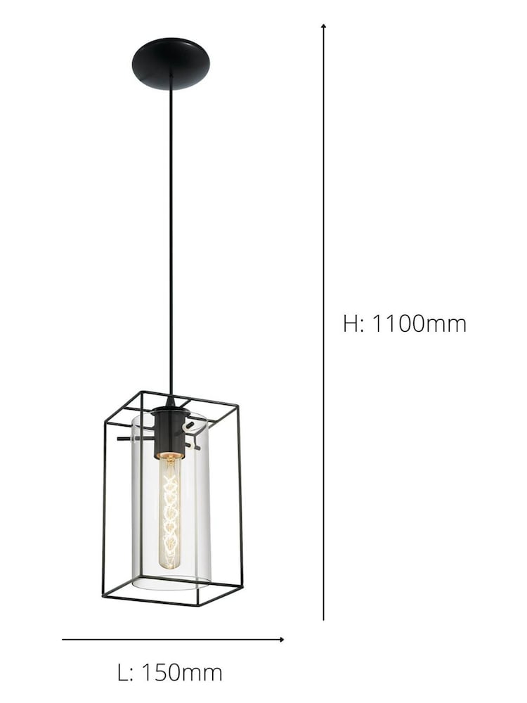 Eglo Black Loncino Glass Ceiling Light Pendant - Image 4 of 4