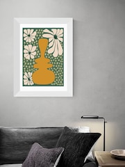 East End Prints White Happy Retro Flower Vase II by Miho Art Studio - Image 1 of 3