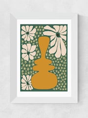 East End Prints White Happy Retro Flower Vase II by Miho Art Studio - Image 2 of 3