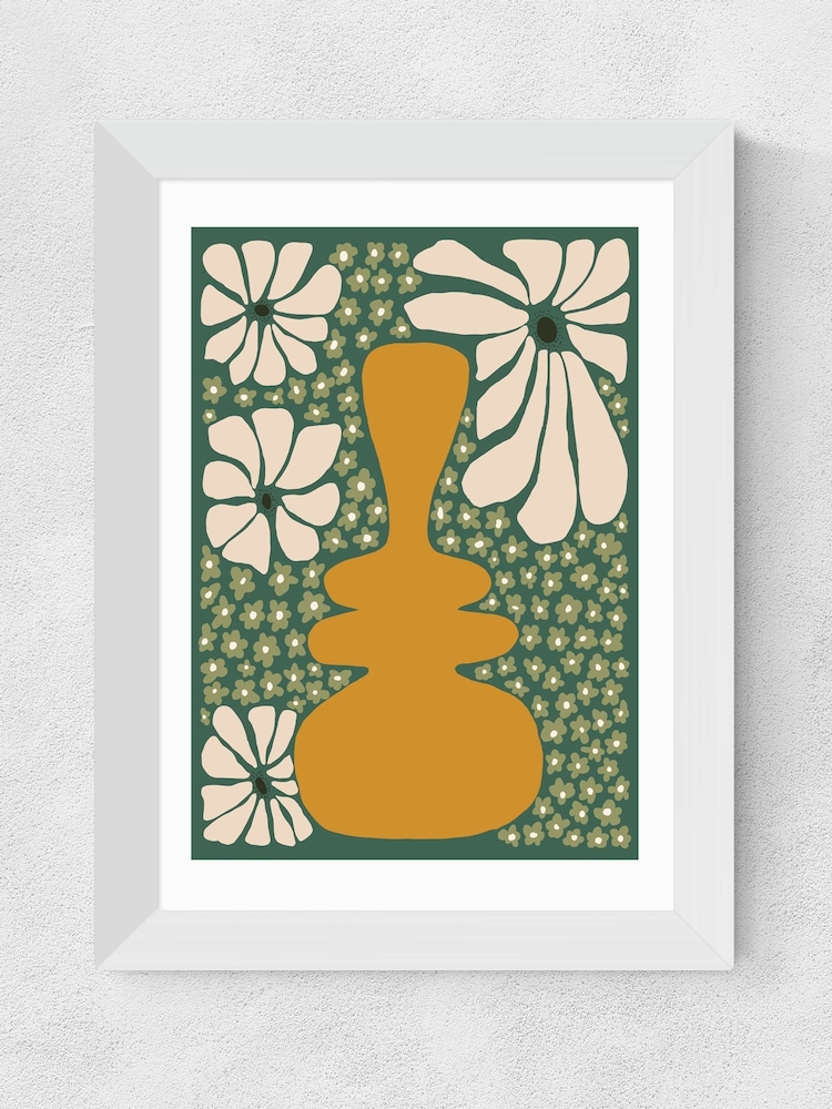 East End Prints White Happy Retro Flower Vase II by Miho Art Studio - Image 2 of 3