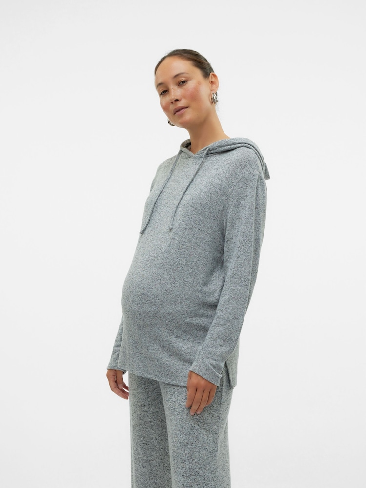Mamalicious Grey Maternity Soft Hoodie - Image 1 of 6