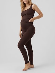 Mamalicious Brown Seamless Maternity Top and Leggings Set - Image 2 of 9