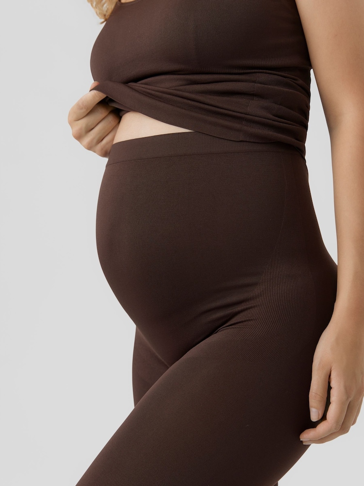Mamalicious Brown Seamless Maternity Top and Leggings Set - Image 4 of 9