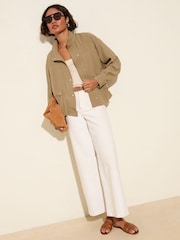 Friends Like These Khaki Green Funnel Neck Utility Jacket - Image 2 of 5