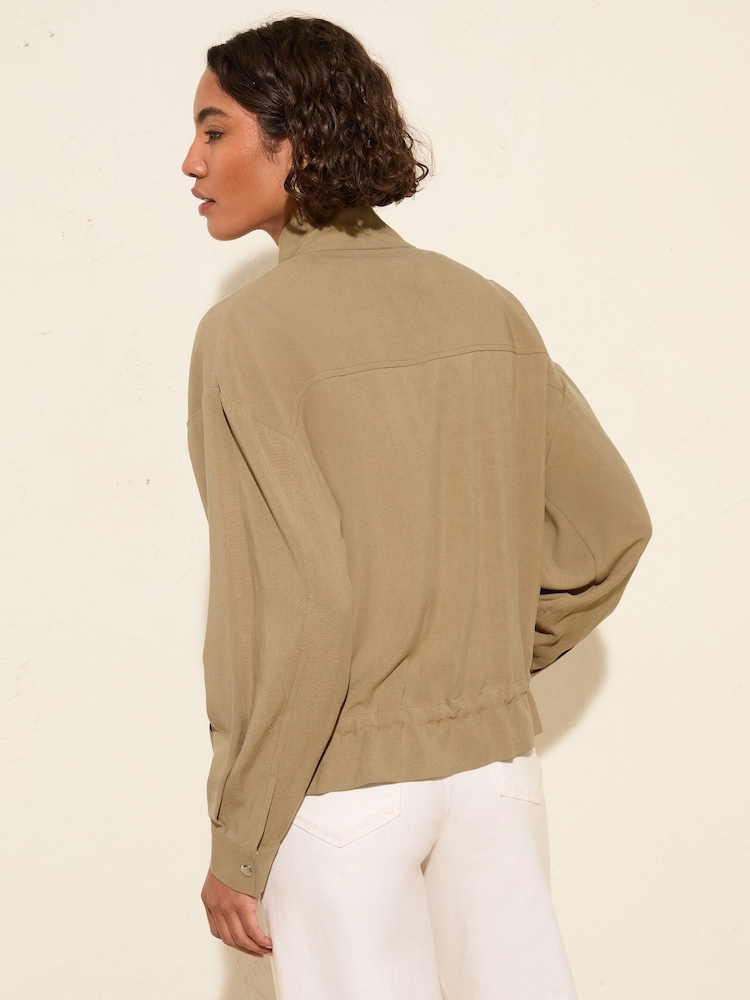 Friends Like These Khaki Green Funnel Neck Utility Jacket - Image 5 of 5 Friends Like These Khaki Green Funnel Neck Utility Jacket - Image 5 of 5
