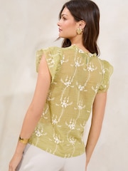 Verde - Lipsy Embroidered Keyhole Detail Shell Top - Imagen 4 de 4