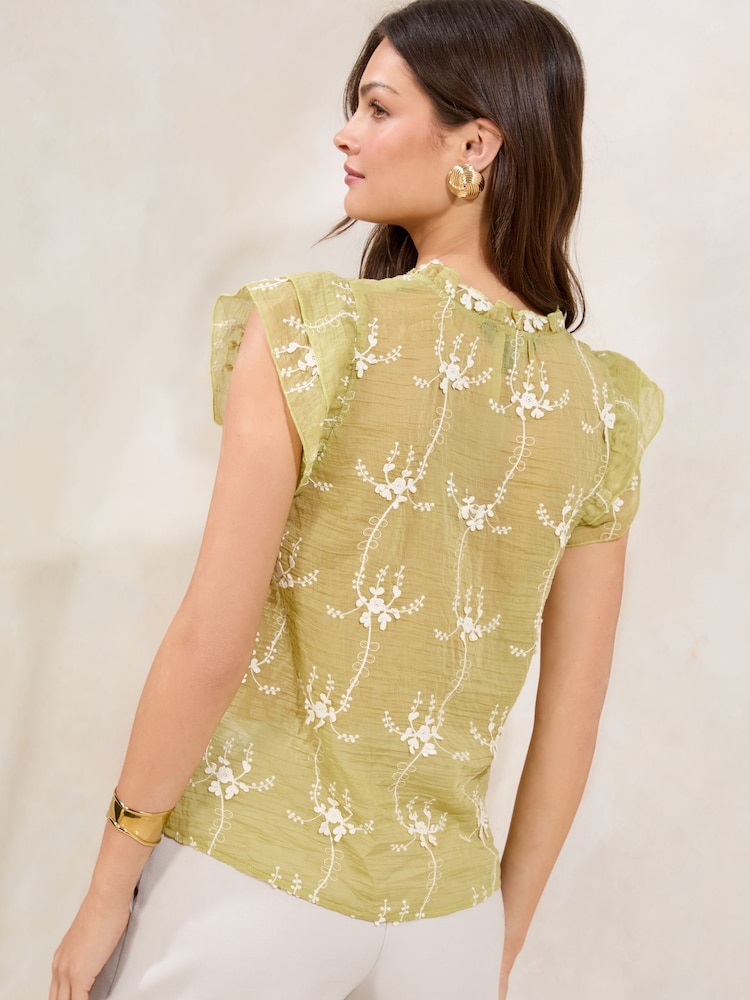 Verde - Lipsy Embroidered Keyhole Detail Shell Top - Imagen 4 de 4