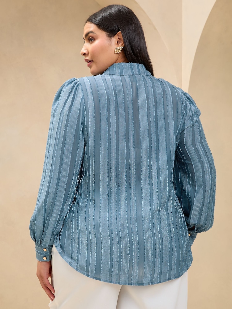 Lipsy Blue Curve Utility Stripe Burnout Shirt - Image 4 of 4 Lipsy Blue Curve Utility Stripe Burnout Shirt - Image 4 of 4