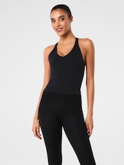 Schwarz - SPANX Active Tanktop mit V-Ausschnitt und integriertem BH - Bild 1 von 8