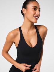 Schwarz - SPANX Active Tanktop mit V-Ausschnitt und integriertem BH - Bild 5 von 8