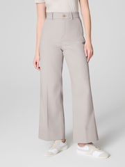SPANX Cream Cropped Wide Leg Twill Trousers - Image 2 of 7