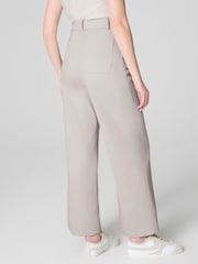 SPANX Cream Cropped Wide Leg Twill Trousers - Image 3 of 7