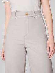 SPANX Cream Cropped Wide Leg Twill Trousers - Image 4 of 7