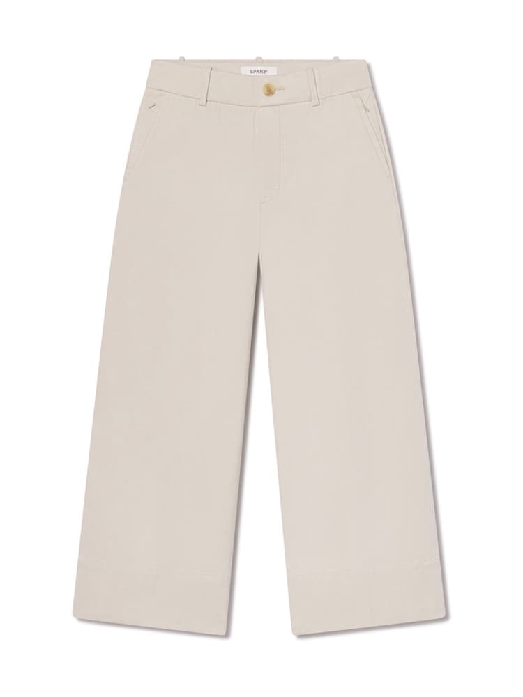 SPANX Cream Cropped Wide Leg Twill Trousers - Image 7 of 7 SPANX Cream Cropped Wide Leg Twill Trousers - Image 7 of 7