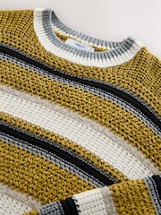 Jaune ocre - Pull ras du cou décontracté à rayures Stitchy - Image 6 de 7