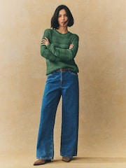 Vert - Pull ras du cou décontracté à rayures Stitchy - Image 1 de 8