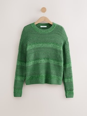 Vert - Pull ras du cou décontracté à rayures Stitchy - Image 6 de 8