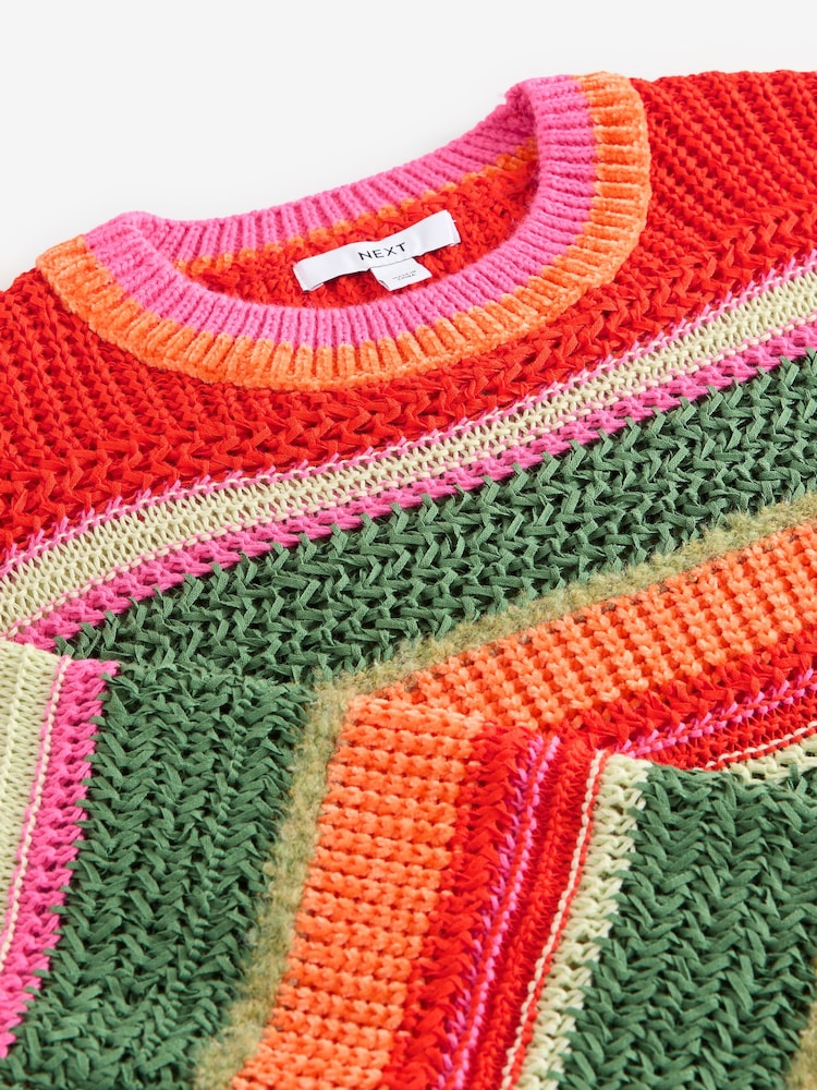 Multi Lumineux - Pull ras du cou décontracté à rayures Stitchy - Image 8 of 8