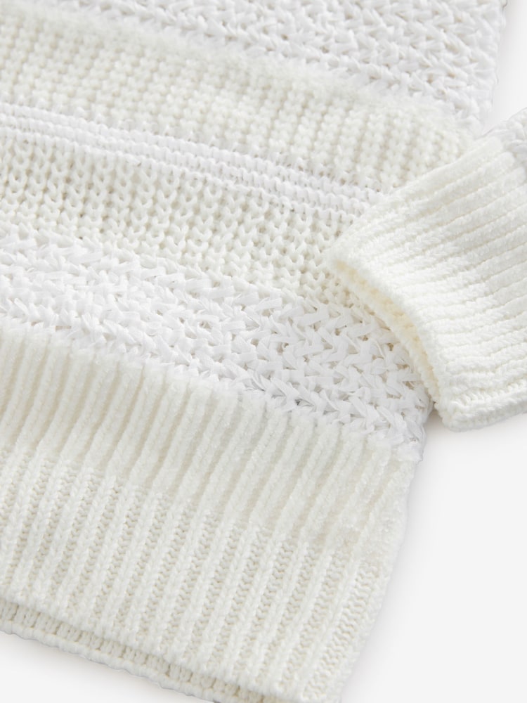 Blanc - Pull ras du cou décontracté à rayures Stitchy - Image 6 of 6