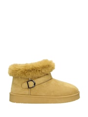 Novo Brown Standard Fit Lark Faux Fur Buckle Ankle Boots - Image 1 of 3