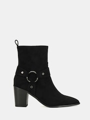 Novo Black Standard Fit Giselle Block Heel Harness Ankle Boots - Image 2 of 6
