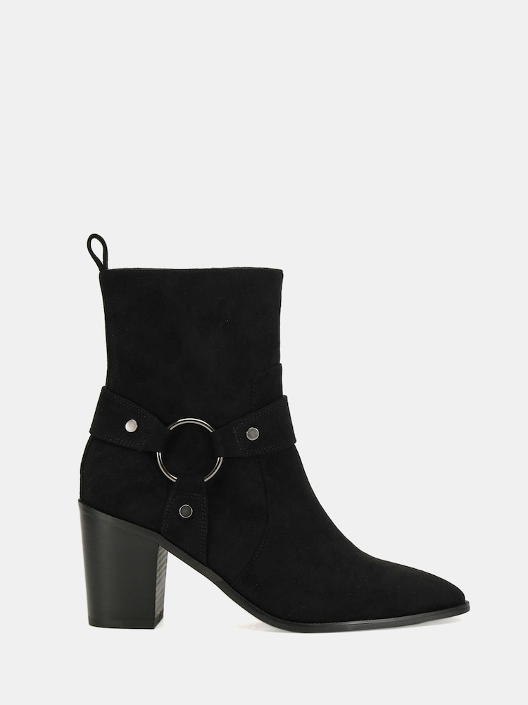 Novo Black Standard Fit Giselle Block Heel Harness Ankle Boots - Image 2 of 6
