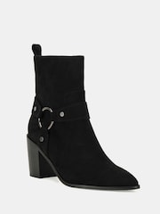 Novo Black Standard Fit Giselle Block Heel Harness Ankle Boots - Image 4 of 6