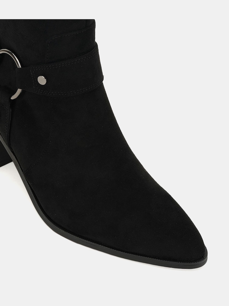 Novo Black Standard Fit Giselle Block Heel Harness Ankle Boots - Image 6 of 6