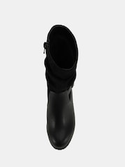 Novo Black Wide Fit Gabrielle Wide Fit Block Heel Ruched Buckle Calf Boots - Image 5 of 6