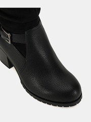 Novo Black Wide Fit Gabrielle Wide Fit Block Heel Ruched Buckle Calf Boots - Image 6 of 6