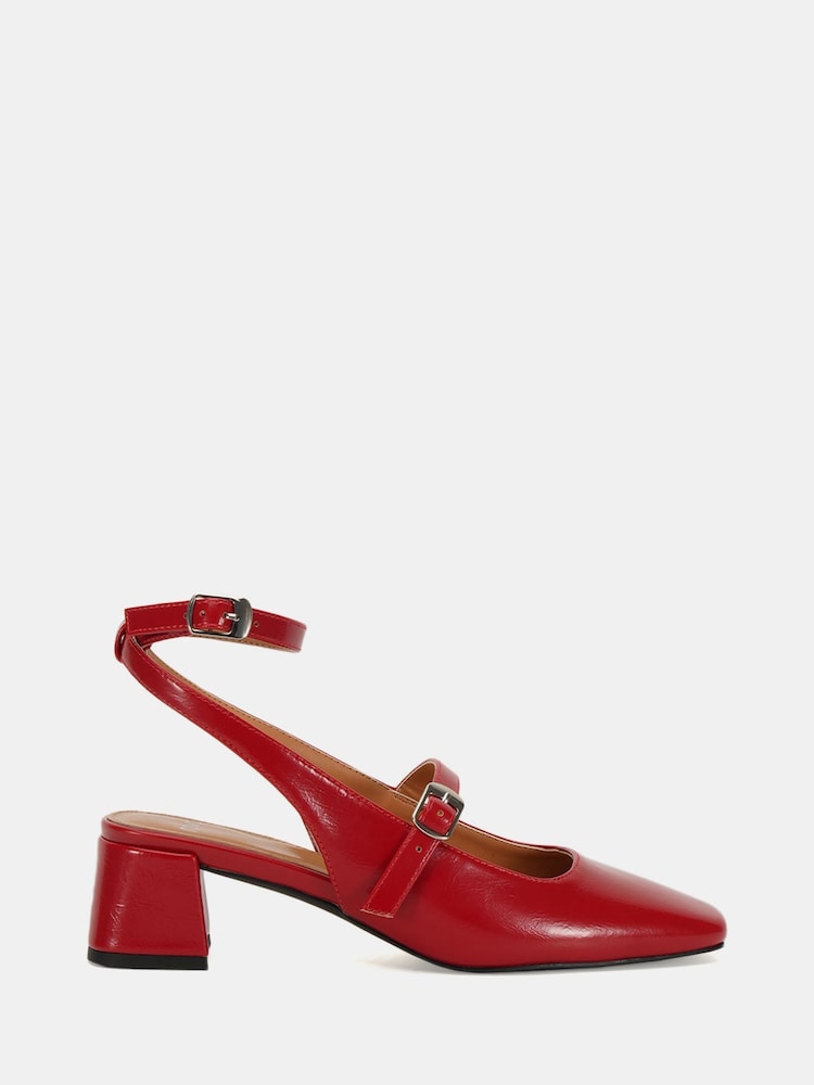 Novo Red Standard Fit Hazel Low Block Heel Ankle Strap Mary Jane Shoes - Image 2 of 6