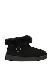 Novo Black Standard Fit Lark Faux Fur Buckle Ankle Boots - Image 1 of 3