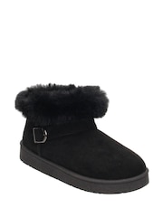 Novo Black Standard Fit Lark Faux Fur Buckle Ankle Boots - Image 2 of 3