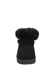Novo Black Standard Fit Lark Faux Fur Buckle Ankle Boots - Image 3 of 3