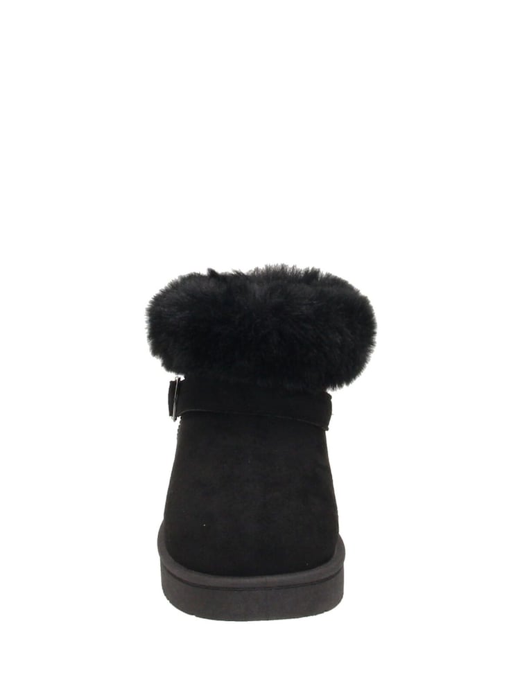 Novo Black Standard Fit Lark Faux Fur Buckle Ankle Boots - Image 3 of 3