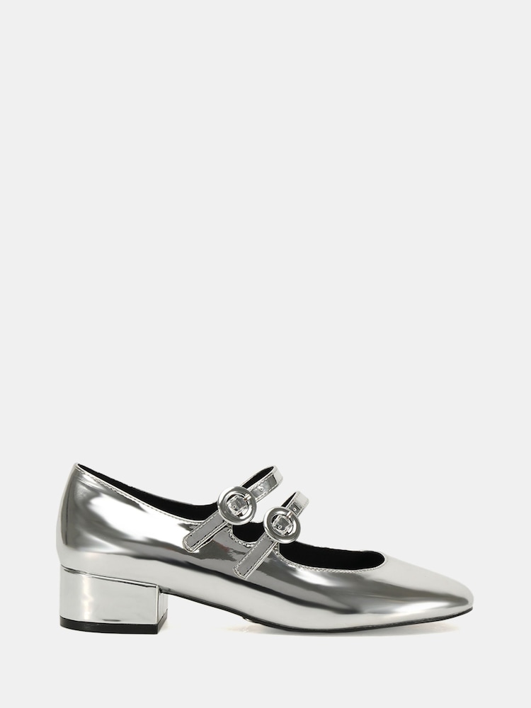 Novo Silver Heidi Low Block Mary Jane Flat Shoes - Image 2 of 6