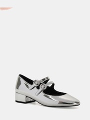 Novo Silver Heidi Low Block Mary Jane Flat Shoes - Image 3 of 6