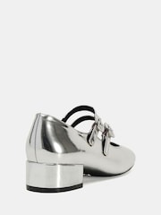 Novo Silver Heidi Low Block Mary Jane Flat Shoes - Image 4 of 6
