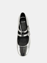 Novo Silver Heidi Low Block Mary Jane Flat Shoes - Image 5 of 6